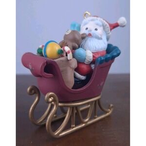 Vintage Christmas Traditions Santa Claus Sleigh With Toys Collectible Ornament